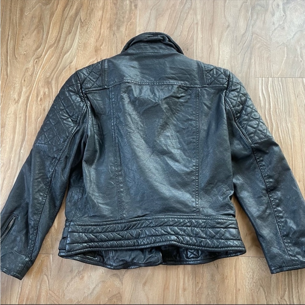 ALL SAINTS black leather Moto jacket - Picture 7 of 7